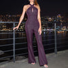 Elegant Slim Cut-Out Sleeveless Halter Neck Straight Full Length Jumpsuits