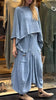 Casual Cotton and Linen Loose Solid Color Irregular Top Waist Pocket Skirt Two-piece Set