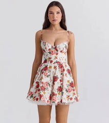 Elegant A-Line Mesh Lining Backless Princess Mini Dress