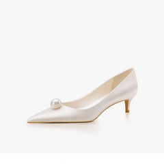White Satin Wedding Bride Shoes