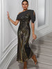 Elegant Chiffon Backless Ankle-Length Sequin Maxi Dress