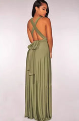 Deep V-neck Sleeveless Strapped Evening Party Club Maxi Dress