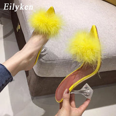 Pumps PVC Transparent Feather Perspex Crystal High Heel