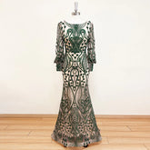 Elegant Crystal Lace Mermaid Evening Wedding Prom Dress