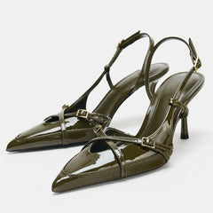 Cross Metal Buckle Strap Decoration High Heel