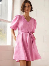 Elegant A-LINE Lace-Up Classic V-Neck Short Sleeve Mini Dresses