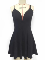 Skater Dresses V Neck Backless Fit Dress