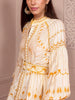 Casual Stand Collar Lantern Sleeve High Waist Patchwork Belt Printing Vintage Mini Dress