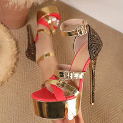 Bling Crystal Diamond Open Toe Sandals Ultra Stiletto High Heel
