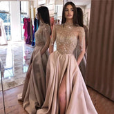 Tassel Beading A-Line High Neck Sparkle Prom Dress