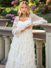 Elegant Ruffles Illusion Long Sleeves Polka Dot Layered Polyester Party Prom Dresses