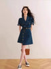 Retro Suit Collar High-End Feeling Short Sleeved Chic Short Skirt Denim Dress