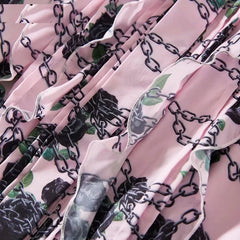 Elegant Flower Chain Print Long Dress