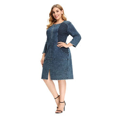 High Flexibility Slim Fit Denim Dress Fish Scale Denim