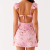Casual Sleeveless V Neck Backless Tie-up Floral Print Mini Dress