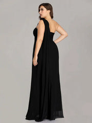 Prom A-Line Chiffon Sleeveless Pleated Maxi Party Dresses