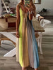 Elegant Spaghetti Strap Printed Slip Ankle Length Loose Maxi Dress