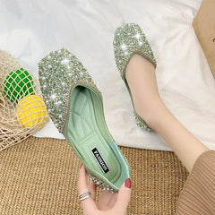 Glitter crystal pearl studs ballet Shoes
