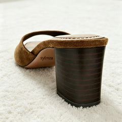Comfortable Faux Suede Brown Heel