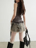 Casual O-Neck Sleeveless Spliced Belt Slimming High Wiast Mini Dress