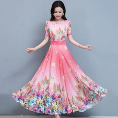 Flower Print Casual Long Sundress Party Dress