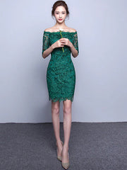 Elegant Lace Cocktail Off The Shoulder Sheath Party Mini Dress
