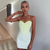 Casual Strapless Striped Runway Party Bodycon Mini Dress