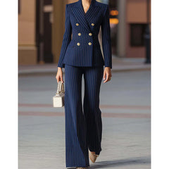Women's Pinstripe Double-Breasted Suit Set