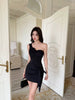 Asymmetrical Bow One-Shoulder Simple Sheath Zipper Bodycon Mini Dresses