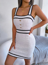 Casual Color Block Button Bodycon Knitwear Dress