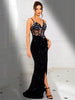 Elegant Sleeveless Backless Hollow Out Acrylic Sequins Evening Party Maxi Gown