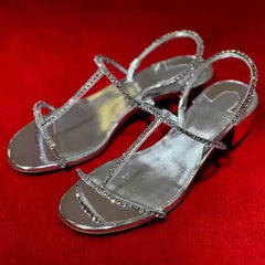Silver Rhinestone Narrow Band Heel