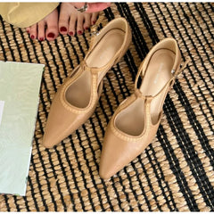 Luxury Designer French Pointed-toe Mary Jane Shoes