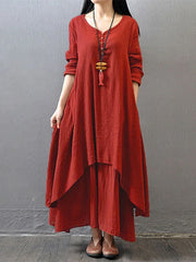 Casual Loose Solid Oversized Boho Long Maxi Dress