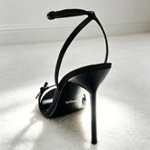 Black Bowknot Detail Satin Heel