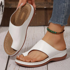 Gold Slip Toe Soft Sole Sandals Comfortable Platform Casual Slides Pu Leather Plus Size Flat Slippers