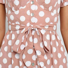 Casual Polka Dot Short Sleeve Midi Dress