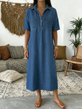 Women's Casual Short-sleeved Polo Collar Denim Dress