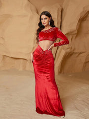 Asymmetric One Shoulder Ruched Cutout Mermaid Evening Dress