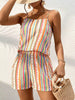 Sweet Striped Polka Dot Suspender Shorts And Top 2 Piece Set