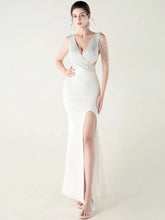 Elegant Backless Rhinestone Party Wedding Prom Evening Dresses