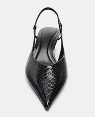 Novelty Embossed Decoration Pumps Pointed Toe Slingbacks Kitten Heel