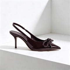 Dark Brown Patent Leather Slingback High Heel