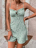 Casual Lace Up Suspender Top Pleated Chest Romper Playsuits