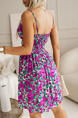 Trendy V-Neck Print Sling Knee-Length Wrap Pleated Dresses