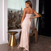 Elegant V-Neck Spaghetti Strap Sequins Hollow Out sleeveless Maxi Dress