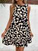 Casual O-Neck Sleeveless Leopard Printed Slim Mini A-line Dress