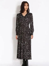 Maxi Dress V-Neck Retro Floral Print Pleated Long Dress