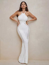 Bohemian Lace Up Cutout Knitted Maxi Dress With Open Back