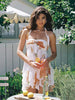 3d Starfish Print Ruffles Halter Sleeveless Backless Beach Dresses